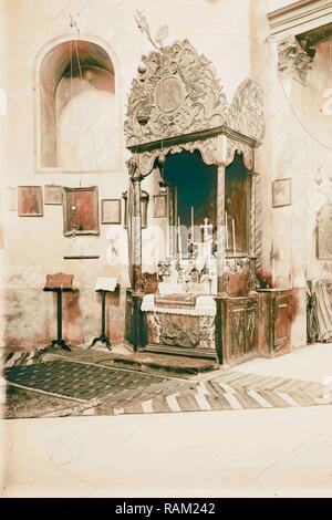 Betlemme e dintorni l'altare Armeno, chiesa della Natività 1900, West Bank, Betlemme, Israele. Reinventato Foto Stock