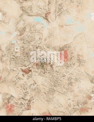 Copia della carta in rilievo Gerusalemme e dintorni. Foto aerea-mosaico di diverse fotografie aeree di Gerusalemme. 1923 reinventato Foto Stock