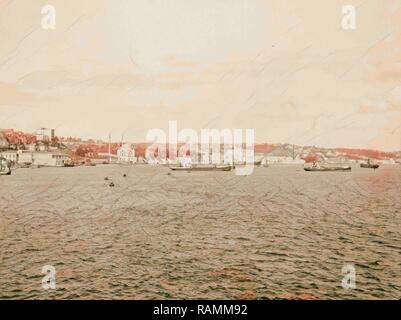 Costantinopoli. Vista panoramica di Costantinopoli dal mare 1900, Turchia, Istanbul. Reinventato da Gibon. Classic reinventato Foto Stock