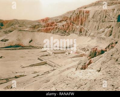 Tebe al confine meridionale dell'Egitto. Tempio di Dier el Bahre. Deir el-Bahari (Dayr al-Bahri) sito archeologico reinventato Foto Stock