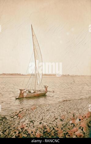 Il Sudan. Il governo di Khartoum. Scena sulle rive del Nilo Azzurro. 1936, Sudan, Khartoum. Reinventato da Gibon. Arte Classica con un reinventato Foto Stock