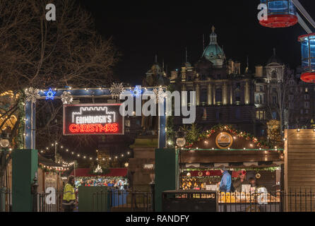 Edinburgh 2018 mercatini di Natale e fiera è una popolare attrazione nella corsa al Natale Foto Stock