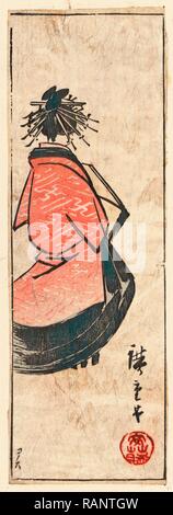 Ushiro Muki Oiran Zu, Oiran [Alta classe cortigiana]. [Tra il 1868 e il 1894], 1 Stampa: xilografia, Colore, 21.5 x 7.1 reinventato Foto Stock