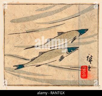 Ayu Zu, trota di fiume (Ayu). [Tra il 1868 e il 1894], 1 Stampa: xilografia, Colore, 9,6 x 10,8 . Reinventato Foto Stock
