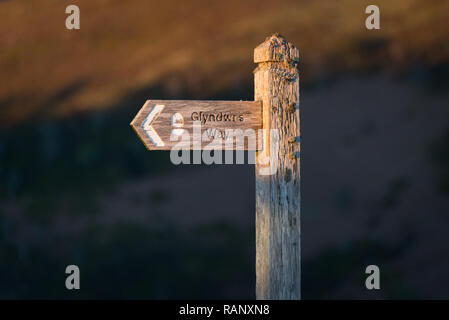 Percorso pedonale Glyndwr's Way vicino al lago Glyndwr, Dylife, Powys, Galles Foto Stock