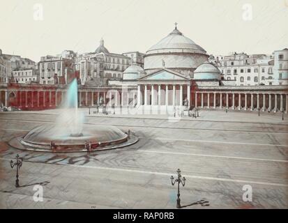 1111 Napoli in Piazza del Plebiscito a Napoli Italia, Giorgio Sommer, 1834-1914, uno dei più importanti d'Europa reinventato Foto Stock