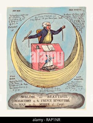 Sublime e belle riflessioni sulla rivoluzione francese, o l'uomo della luna a grandi, incisione 1790, Edmund reinventato Foto Stock