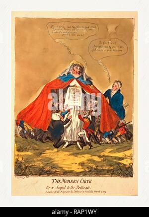 Il moderno Circe o un sequel di petticoat, incisione 1809, la sig.ra Mary Anne Clarke, indossando il Duca di York's reinventato Foto Stock