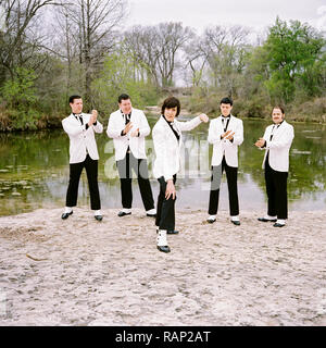 Gli alveari una rock band svedese, fotografati a McKinney Falls, Austin in Texas, Stati Uniti d'America. Foto Stock