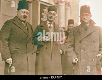 Disturbi della Palestina 1936. I membri dell'Arabo Comitato superiore, lasciando gli uffici della Commissione Reale su Jan reinventato Foto Stock