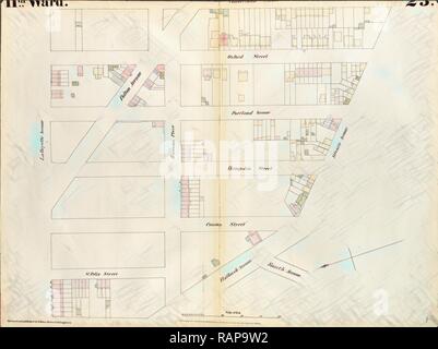 La piastra 23: mappa delimitata da Lafayette Avenue, Cumberland Street, Atlantic Avenue, 4 avenue Raymond Street. 1855 reinventato Foto Stock