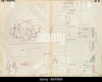 La piastra 24: mappa delimitata da Myrtle Avenue, Cumberland Street, Lafayette Avenue Raymond Street. 1855, William Perris reinventato Foto Stock