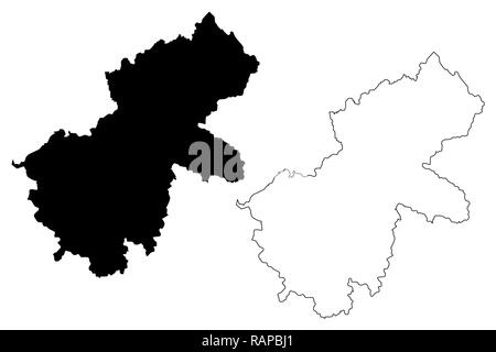 Ha Giang provincia (Repubblica socialista del Vietnam, suddivisioni del Vietnam) mappa illustrazione vettoriale, scribble schizzo Tinh Ha Giang mappa Illustrazione Vettoriale