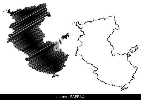 Wakayama Prefettura (divisioni amministrative del Giappone, Prefetture del Giappone) mappa illustrazione vettoriale, scribble schizzo Wakayama mappa Illustrazione Vettoriale