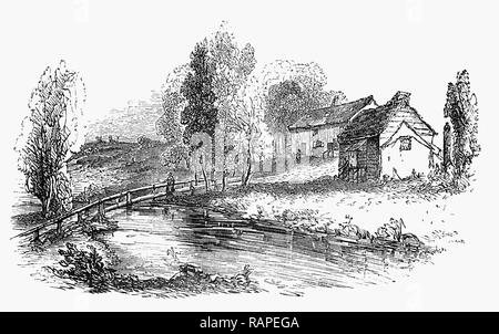 Izaak Walton ha scritto "Il Pescatore completo' nel XVII secolo e come un visitatore di Bleak House sulle rive del fiume Lea vicino al punto in cui incontra il fiume Tamigi a Edmonton nel quartiere londinese di Enfield.it non è un palazzo, ma un bistro dove i pescatori potrebbero rimanere per tutta la notte. Foto Stock