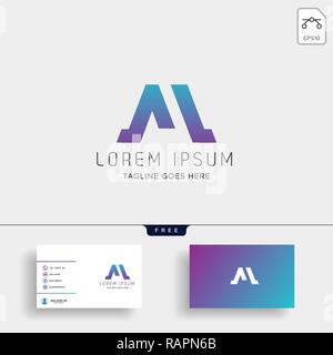 La lettera M modello Logo illustrazione vettoriale con business card design - vettore Illustrazione Vettoriale