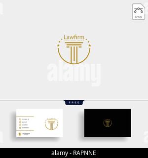 Studio Legale Avvocato logo creativo con il modello di business card Illustrazione Vettoriale