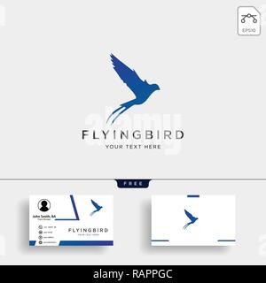 Volo di uccelli swallow logo con il modello di business card Illustrazione Vettoriale