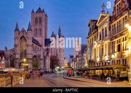 Ponte di San Michele (Sint Michielsbrug), Gand, Fiandre, in Belgio Foto Stock