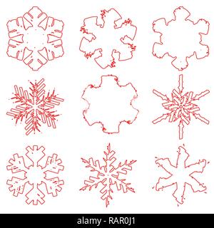Fiocchi di neve di contorno impostato Illustrazione Vettoriale