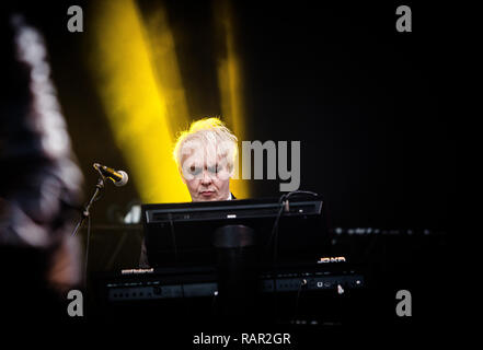 L'inglese new wave band Duran Duran esegue un concerto dal vivo presso il Danish music festival NorthSide 2016 di Aarhus. Qui il tastierista Nick Rhodes è visto dal vivo sul palco. Danimarca, 19/06 2016. Ad eccezione della Danimarca. Foto Stock