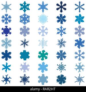 Random Set di fiocchi di neve Illustrazione Vettoriale