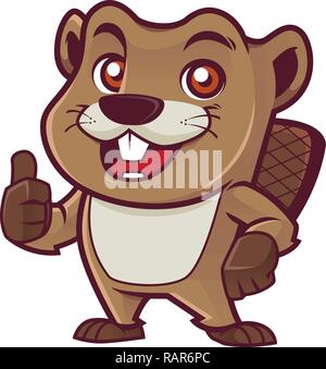 Beaver Mascot su White Illustrazione Vettoriale