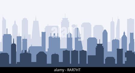 Skyline della città silhouette vettore. Urbano moderno cityscape illustrazione. Illustrazione Vettoriale