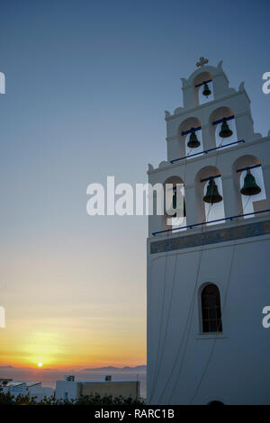 Tramonto a Santorini Grecia Foto Stock