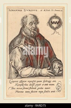 Hendrik Goltzius dopo Maerten van Heemskerck (Olandese, 1558-1617), Johannes Zurenus (Jan van Suren), 1590, incisione reinventato Foto Stock