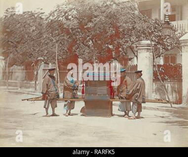 Cina, quattro vettori con carrello in strada, attribuita al Barone Raimund von Stillfried und Ratenitz, c. 1850 reinventato Foto Stock