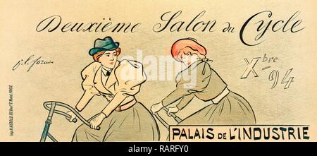 Poster per Salon du Cycle. Forain, Jean Louis (1852-1931), artista. Reinventato da Gibon. Arte Classica con un moderno reinventato Foto Stock