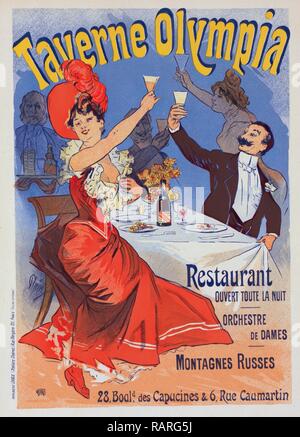 Poster per la Taverne Olympia. Chéret, Jules (1836-1932), pittore francese e litografo che divenne un master di Belle reinventato Foto Stock