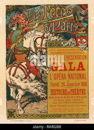 Poster per les Fêtes de Paris. Grasset, Eugène (1841-1917), artista. Reinventato da Gibon. Arte Classica con un moderno reinventato Foto Stock