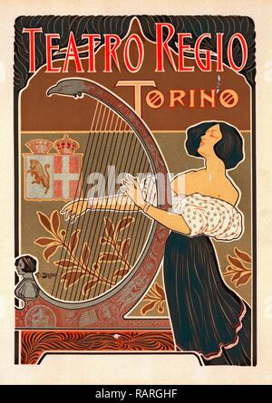 Poster italiano per le Théâtre royal de Turin. Giuseppe Boano 1872 - 1938, pittore italiano, incisore, poster artist reinventato Foto Stock