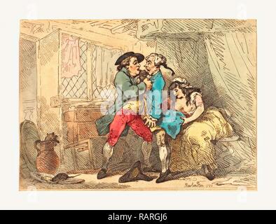 Thomas Rowlandson, britannico, 1756 1827, a Cully saccheggiato, probabilmente 1784 1785, colorati a mano attacco. Reinventato Foto Stock