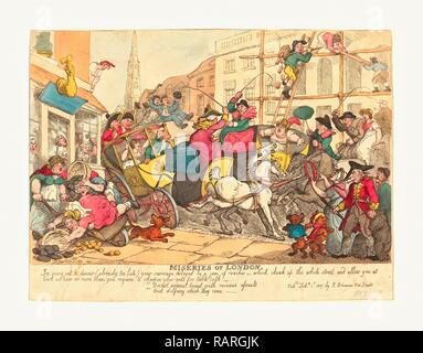 Thomas Rowlandson (British, 1756 1827 ), miserie di Londra, pubblicato 1807, colorati a mano attacco. Reinventato Foto Stock