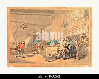 Thomas Rowlandson (British, 1756 1827 ), il deluso buongustai, 1787, colorati a mano attacco. Reinventato Foto Stock