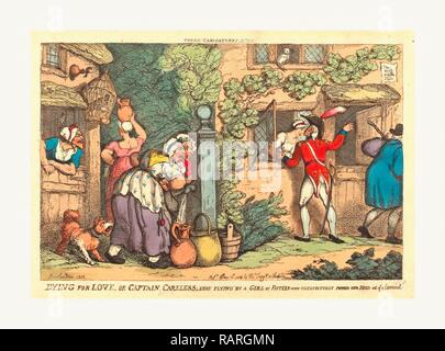 Thomas Rowlandson (British, 1756 - 1827 ), morire per amore, o capitano incurante shot battenti da una ragazza di quindici, che ha reinventato Foto Stock