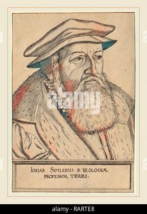 Jost Amman, Josias Simler, Swiss, 1539-1591, incisione. Reinventato da Gibon. Arte Classica con un tocco di moderno reinventato Foto Stock