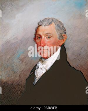 Gilbert Stuart (American, 1755-1828), James Monroe, c. 1817, olio su legno. Reinventato da Gibon. Arte Classica con un reinventato Foto Stock