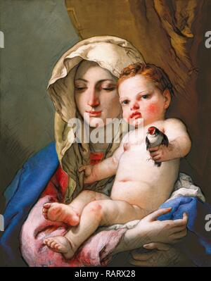 Giovanni Battista Tiepolo, Madonna del cardellino, Italiano, 1696-1770, c. 1767-1770, olio su tela. Reinventato Foto Stock