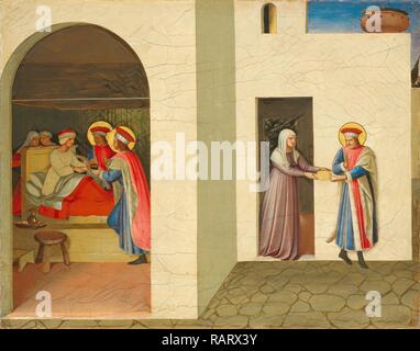 Beato Angelico, la guarigione di Palladia da San Cosma e Damiano, Italiano, c. 1395-1455, c. 1438-1440, tempera reinventato Foto Stock