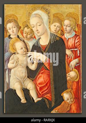 Di Matteo di Giovanni, Madonna con Bambino e angeli e cherubini, Italiano, c. 1430 - 1497, c. 1460-1465, sul pannello reinventato Foto Stock