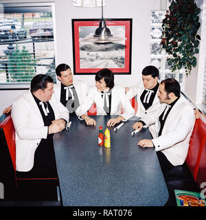 Gli alveari fotografati a Denny's Diner, Austin, Texas, Stati Uniti d'America. Foto Stock