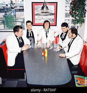 Gli alveari fotografati a Denny's Diner, Austin, Texas, Stati Uniti d'America. Foto Stock