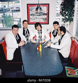 Gli alveari fotografati a Denny's Diner, Austin, Texas, Stati Uniti d'America. Foto Stock