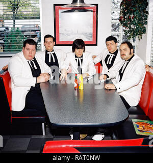 Gli alveari fotografati a Denny's Diner, Austin, Texas, Stati Uniti d'America. Foto Stock