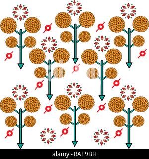 Parcheggiare il giallo verde di alberi in background simmetrica Illustrazione Vettoriale