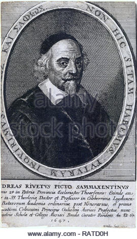 André rivetto verticale (Andreas Rivetus), 1572 - 1651, era un Francesi Ugonotti teologo, attacco da incisore boemo Wenceslaus Hollar dal 1647 Foto Stock